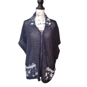 Talbots Coastal Beachy Floral‎ Poncho Size large